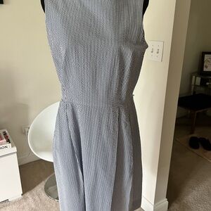 L.L. Bean Navy and White Striped Midi Dress
